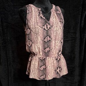 Tua Blush Snake Print Peplum Blouse